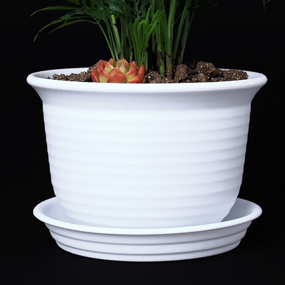6” Plastic Round Drainage Plant Pot Saucer Tray White Outdoor Indoor flowers - Picture 1 of 9